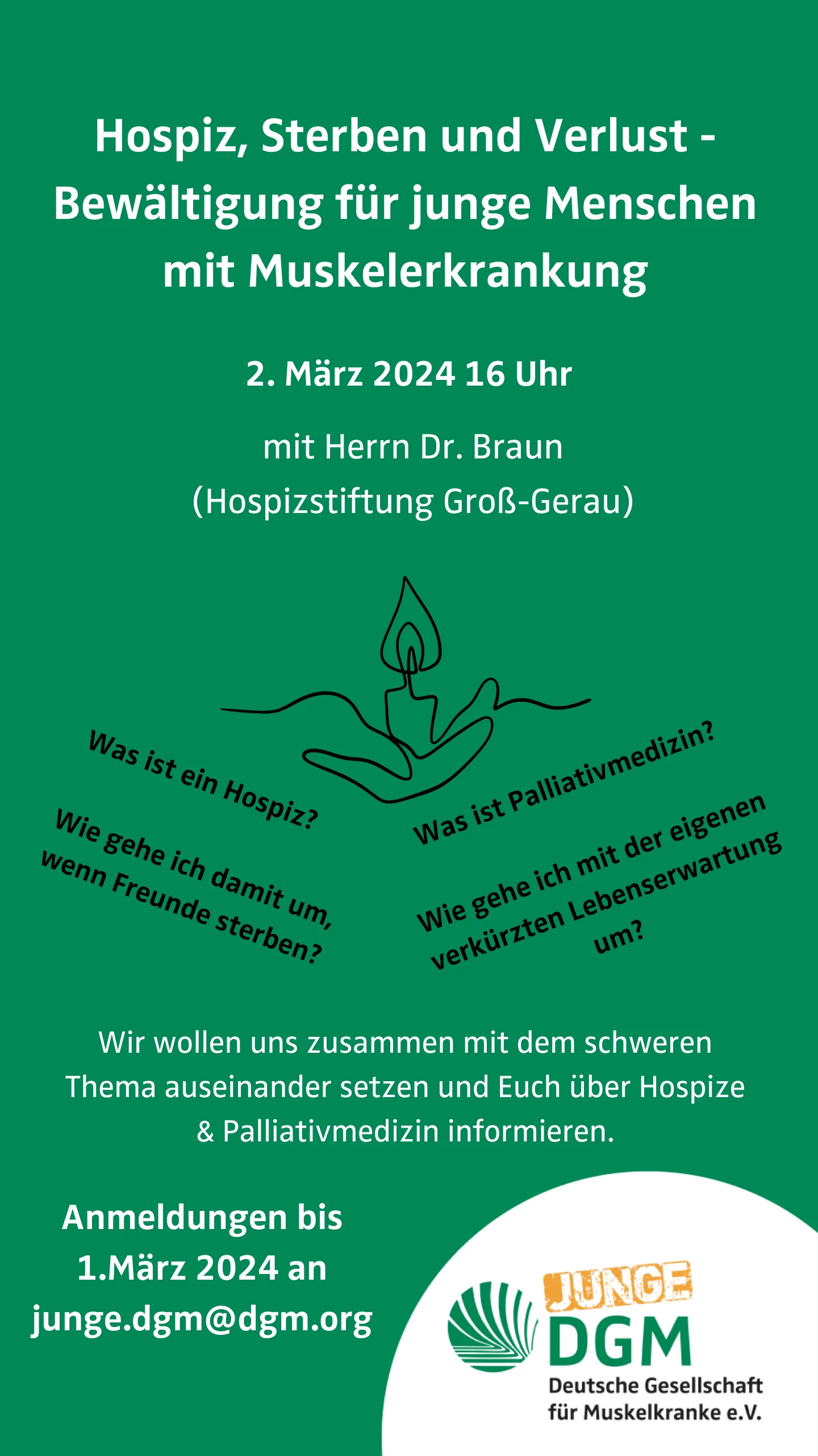 Hospiz, Sterben und Verlust -Bewältigung für junge Menschen mit Muskelerkrankung
