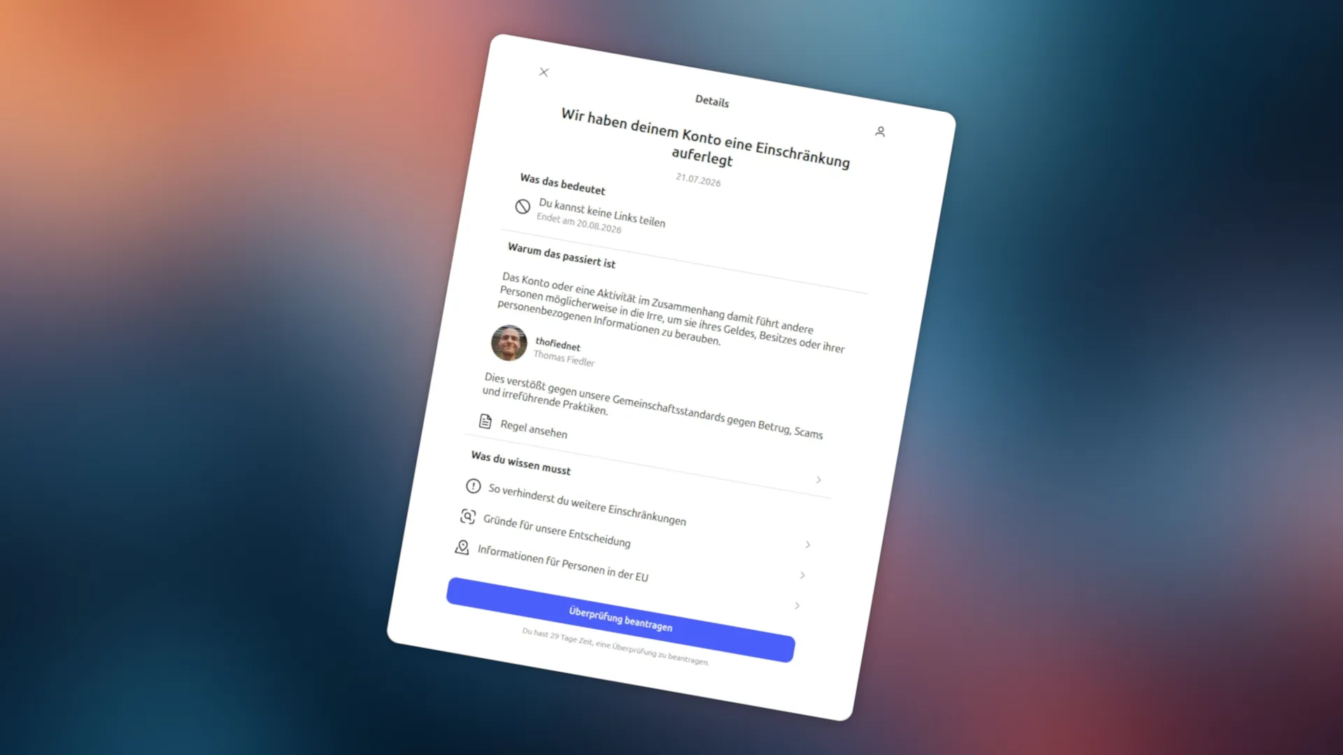 Linkbann … einfach so. Warum Meta Netzwerke nutzen?